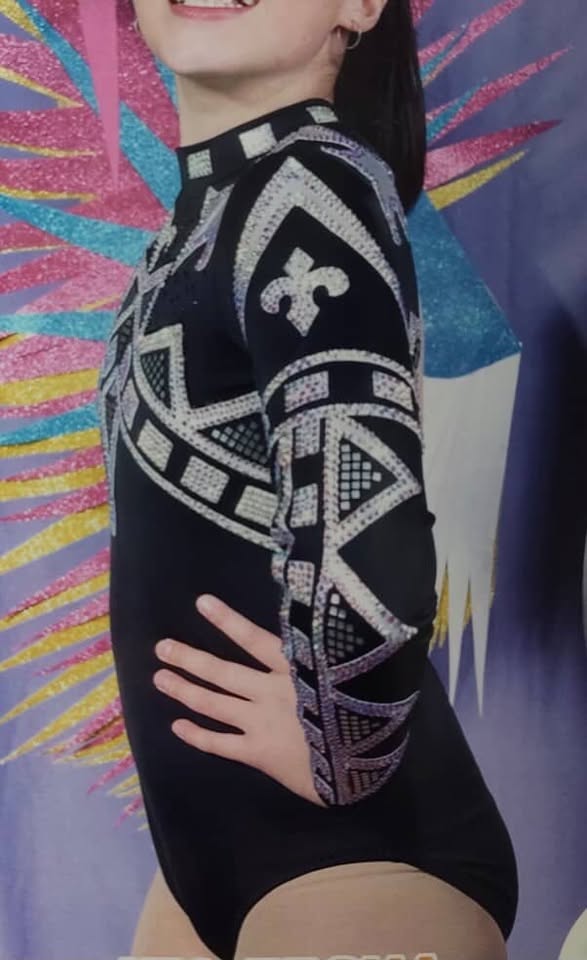 Body Manga Larga Negro Competencia Talla 12-14