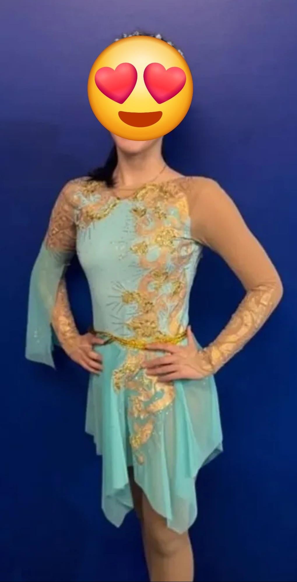 Malla Celeste con Dorado Competencia Talla 16-S
