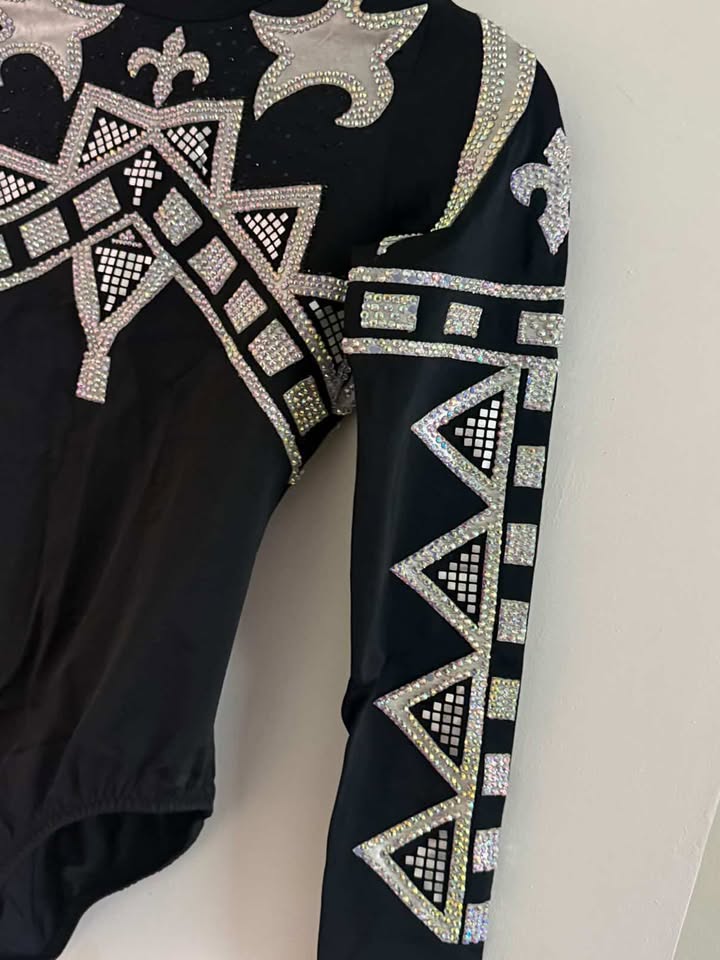 Body Manga Larga Negro Competencia Talla 12-14