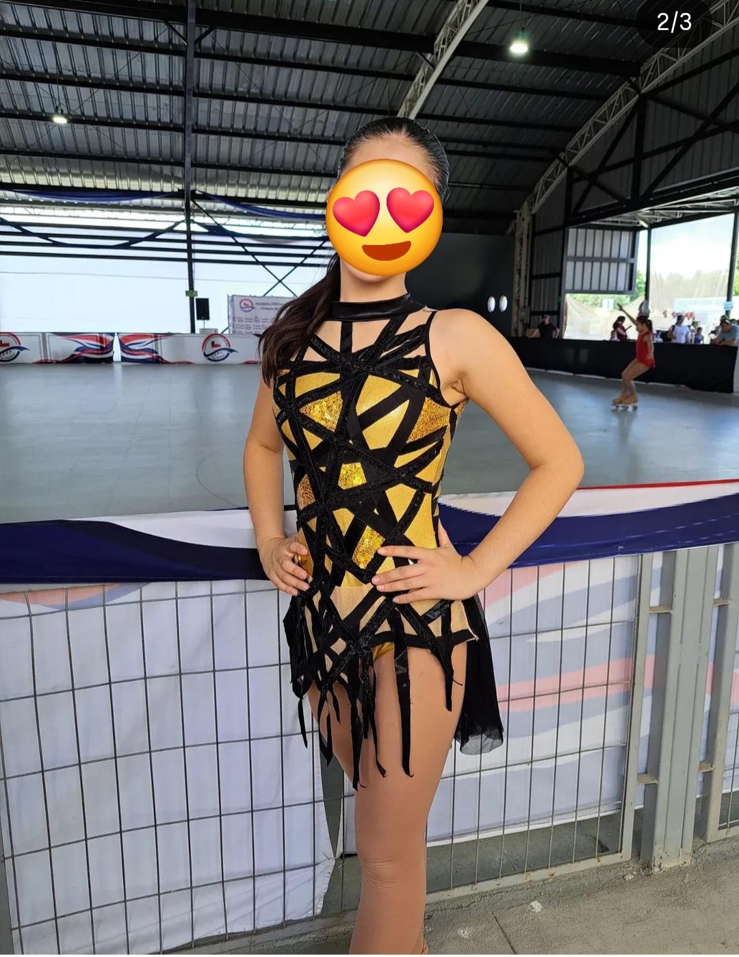 Malla Negra con Dorado Competencia Talla 16-S