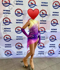 Malla Competencia Blanco con Morada Talla 10-12