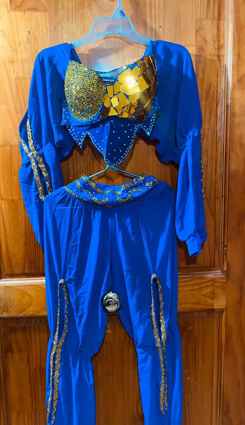 Traje Dos Piezas Azul Aladdín Competencia Talla XS