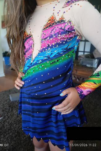 Malla Degrade Fucsia Verde y Azul Competencia Talla 14-16